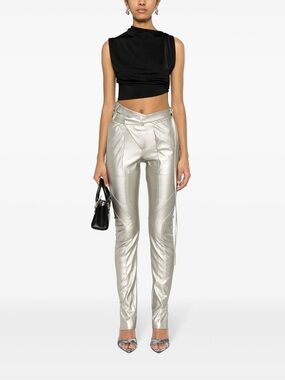 Ottolinger Silver Metallic Asymmetric Waist Skinny Pants — EU 40